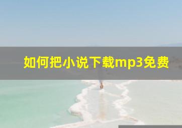 如何把小说下载mp3免费