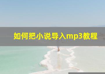 如何把小说导入mp3教程