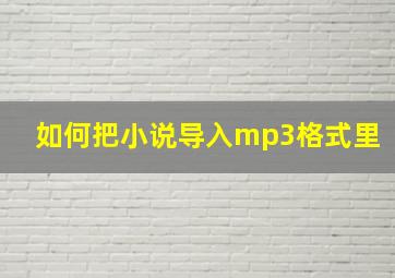 如何把小说导入mp3格式里