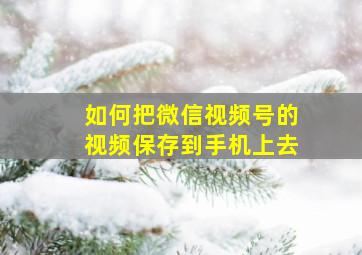 如何把微信视频号的视频保存到手机上去