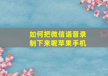 如何把微信语音录制下来呢苹果手机