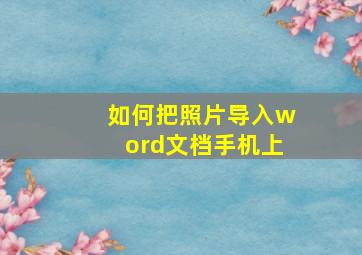 如何把照片导入word文档手机上