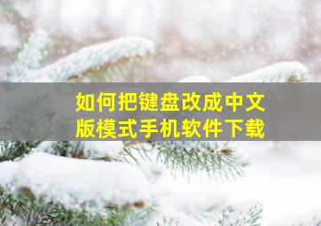 如何把键盘改成中文版模式手机软件下载