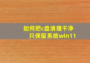 如何把c盘清理干净只保留系统win11