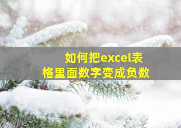 如何把excel表格里面数字变成负数