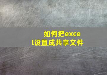 如何把excel设置成共享文件