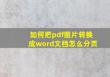 如何把pdf图片转换成word文档怎么分页