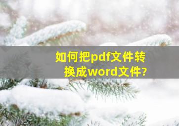 如何把pdf文件转换成word文件?