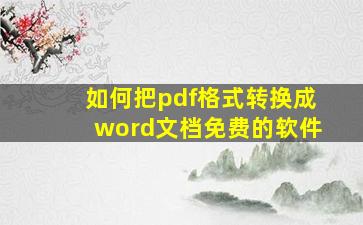 如何把pdf格式转换成word文档免费的软件