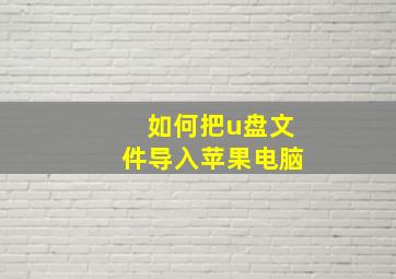 如何把u盘文件导入苹果电脑