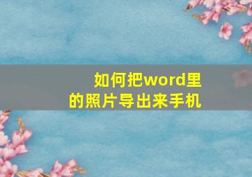 如何把word里的照片导出来手机