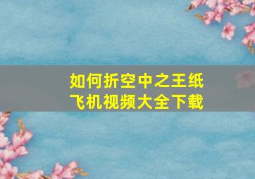 如何折空中之王纸飞机视频大全下载