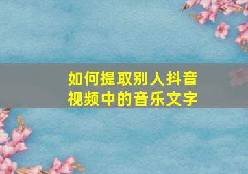 如何提取别人抖音视频中的音乐文字