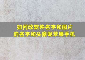 如何改软件名字和图片的名字和头像呢苹果手机