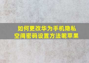 如何更改华为手机隐私空间密码设置方法呢苹果