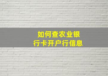 如何查农业银行卡开户行信息