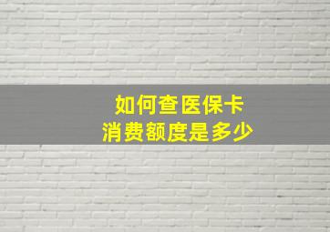 如何查医保卡消费额度是多少