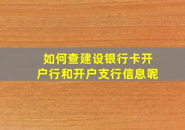 如何查建设银行卡开户行和开户支行信息呢