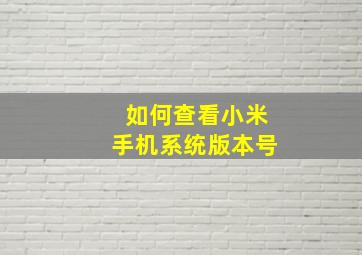 如何查看小米手机系统版本号