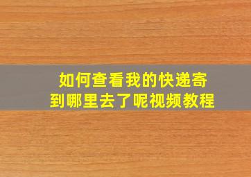 如何查看我的快递寄到哪里去了呢视频教程