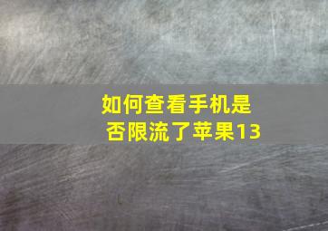 如何查看手机是否限流了苹果13