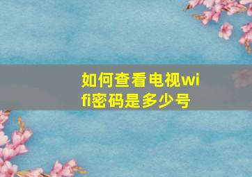 如何查看电视wifi密码是多少号