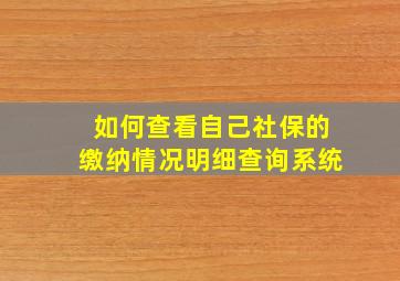 如何查看自己社保的缴纳情况明细查询系统