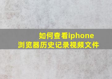 如何查看iphone浏览器历史记录视频文件