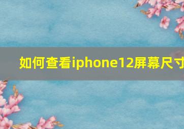 如何查看iphone12屏幕尺寸