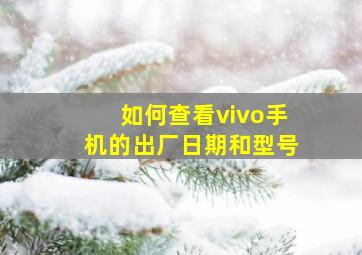 如何查看vivo手机的出厂日期和型号