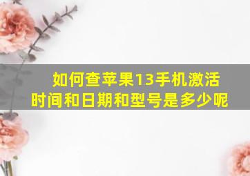 如何查苹果13手机激活时间和日期和型号是多少呢