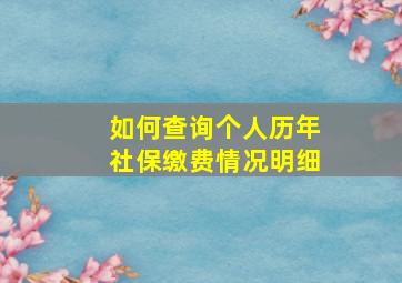 如何查询个人历年社保缴费情况明细