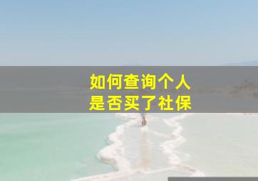 如何查询个人是否买了社保