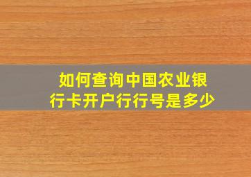 如何查询中国农业银行卡开户行行号是多少