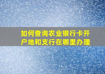 如何查询农业银行卡开户地和支行在哪里办理