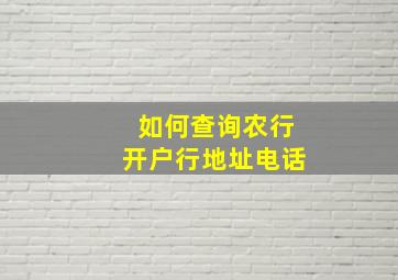 如何查询农行开户行地址电话