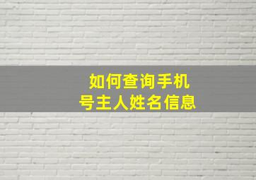 如何查询手机号主人姓名信息