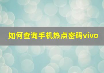 如何查询手机热点密码vivo