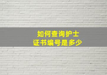 如何查询护士证书编号是多少