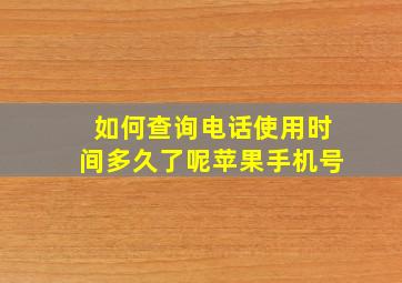 如何查询电话使用时间多久了呢苹果手机号