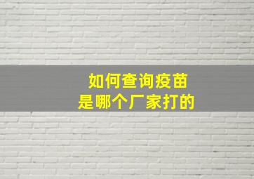 如何查询疫苗是哪个厂家打的