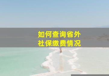 如何查询省外社保缴费情况