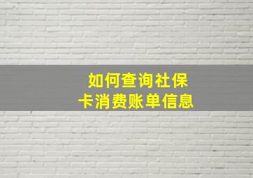 如何查询社保卡消费账单信息