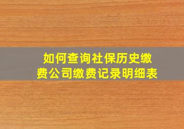 如何查询社保历史缴费公司缴费记录明细表