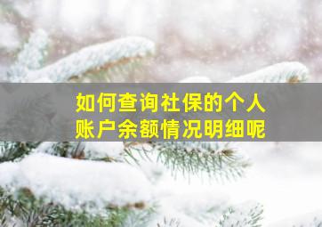 如何查询社保的个人账户余额情况明细呢