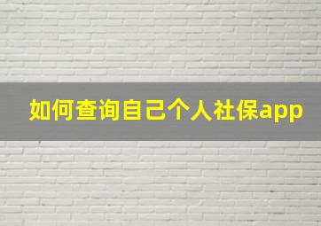 如何查询自己个人社保app