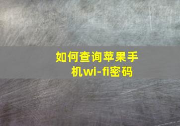 如何查询苹果手机wi-fi密码