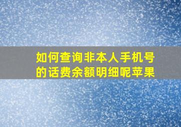 如何查询非本人手机号的话费余额明细呢苹果