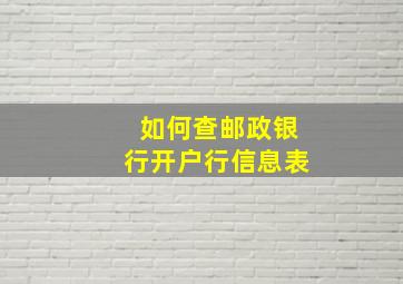 如何查邮政银行开户行信息表