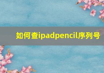 如何查ipadpencil序列号